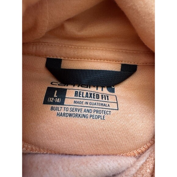 Carhartt Hoodie Women’s large Relaxed Fit Clarksburg Logo Sleeve Pullover Sunset - Picture 4 of 4
